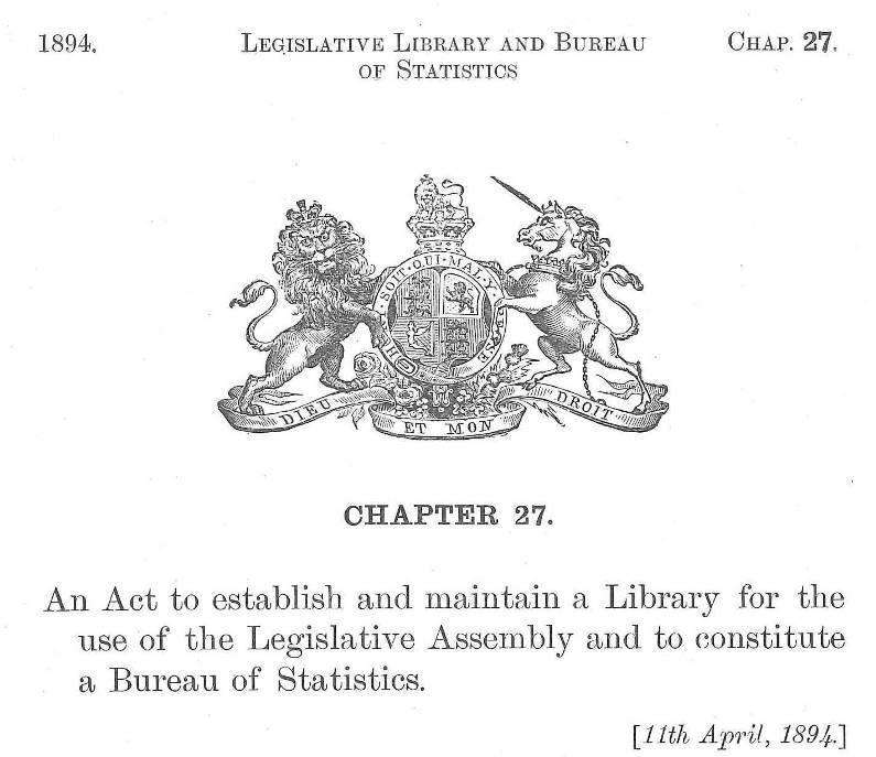 BC Legislative Library & Statistics Bureau Act, 1894