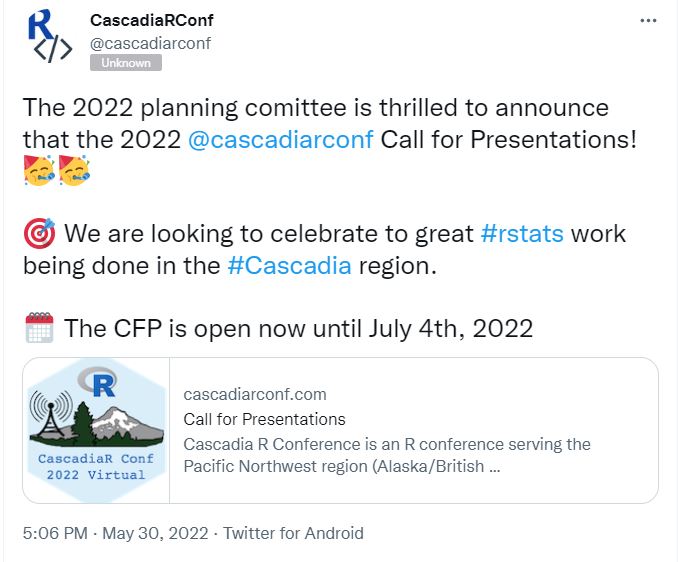 "CascadiaR conference"